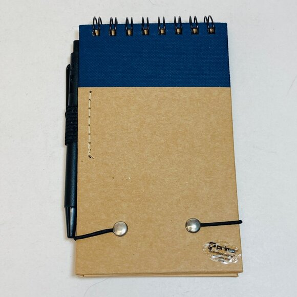 Breyer Spiral Notebook With Pen 4" x 6" Navy Tan Eco-Friendly Recycled Paper new - Picture 2 of 7